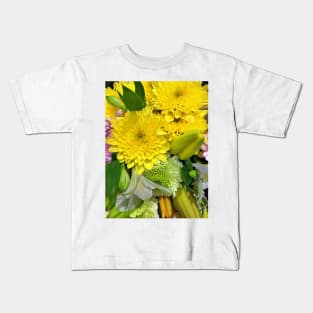 Bouquet of White, Yellow, Pink and Green Flowers - Beautiful Floral Photo Kids T-Shirt